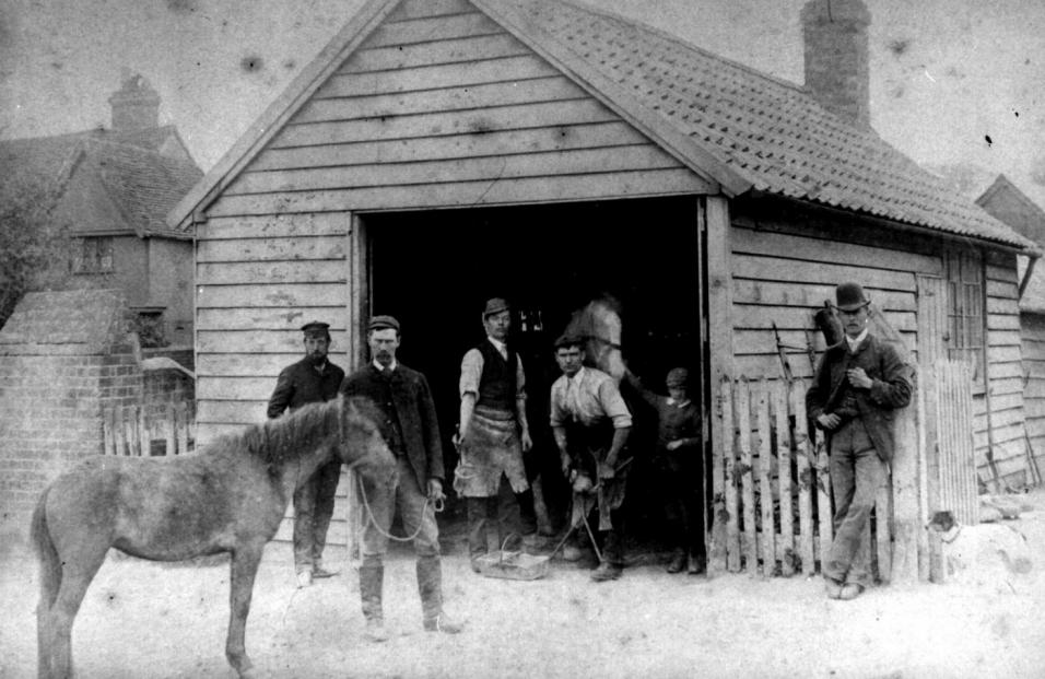 William Newbery and Freddy Bell at the Blacksmith's shop on Great Green