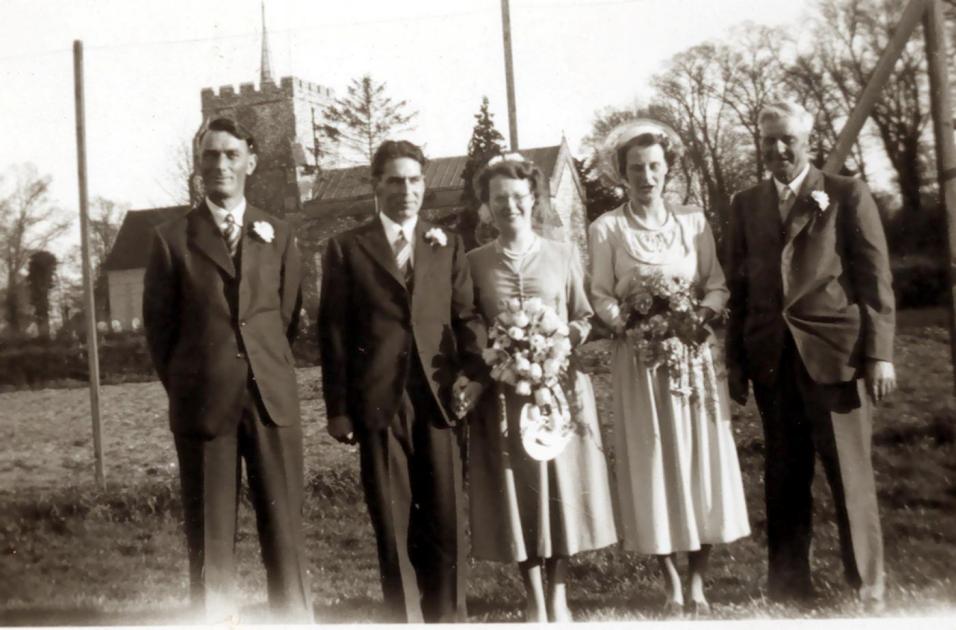 Jack and Clare's wedding 1950 .Her twin sister Nina was bridesmaid